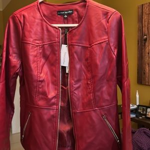 Faux Red Leather Jacket